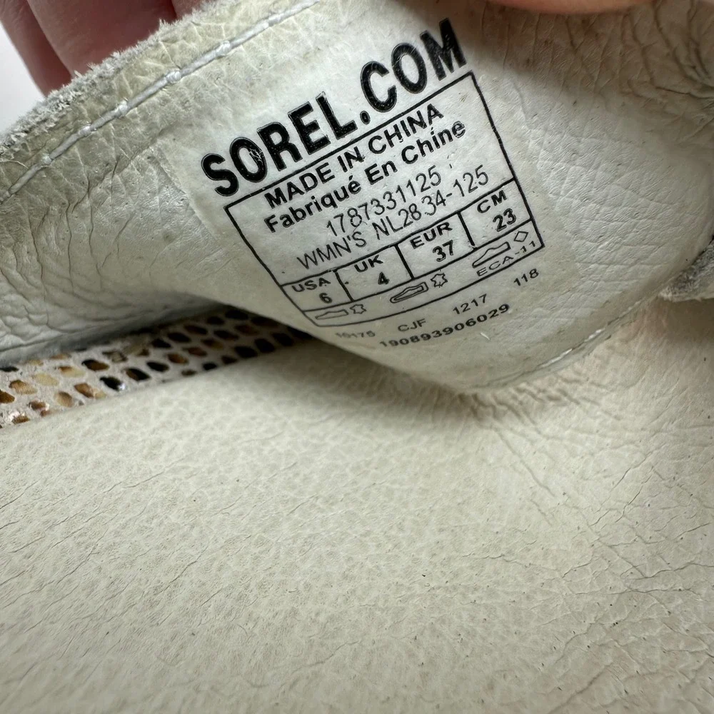 Sorel‎ Joanie II Wedge Sandals Womens 6 Cream Tan Snakeskin Leather NL2834-125